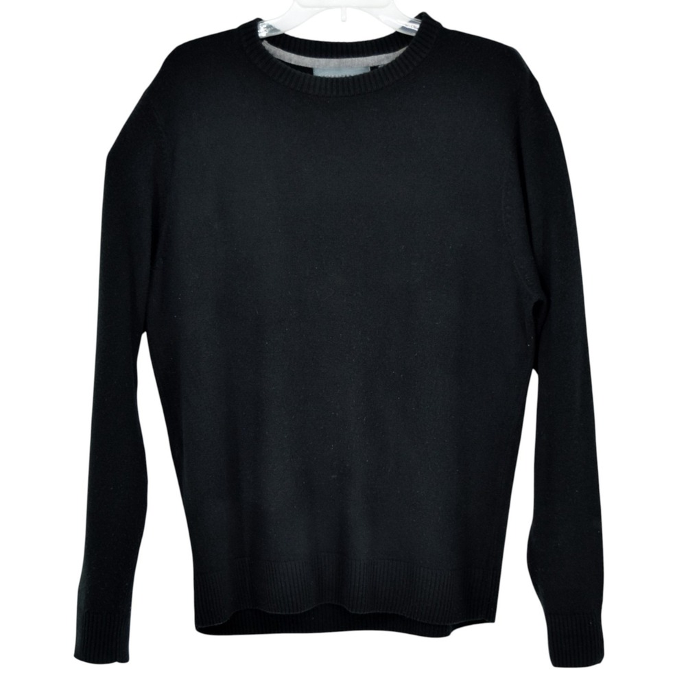 Oscar de la Renta Soft Acrylic Knit Crewneck Black Pullover Sweater Men's Large